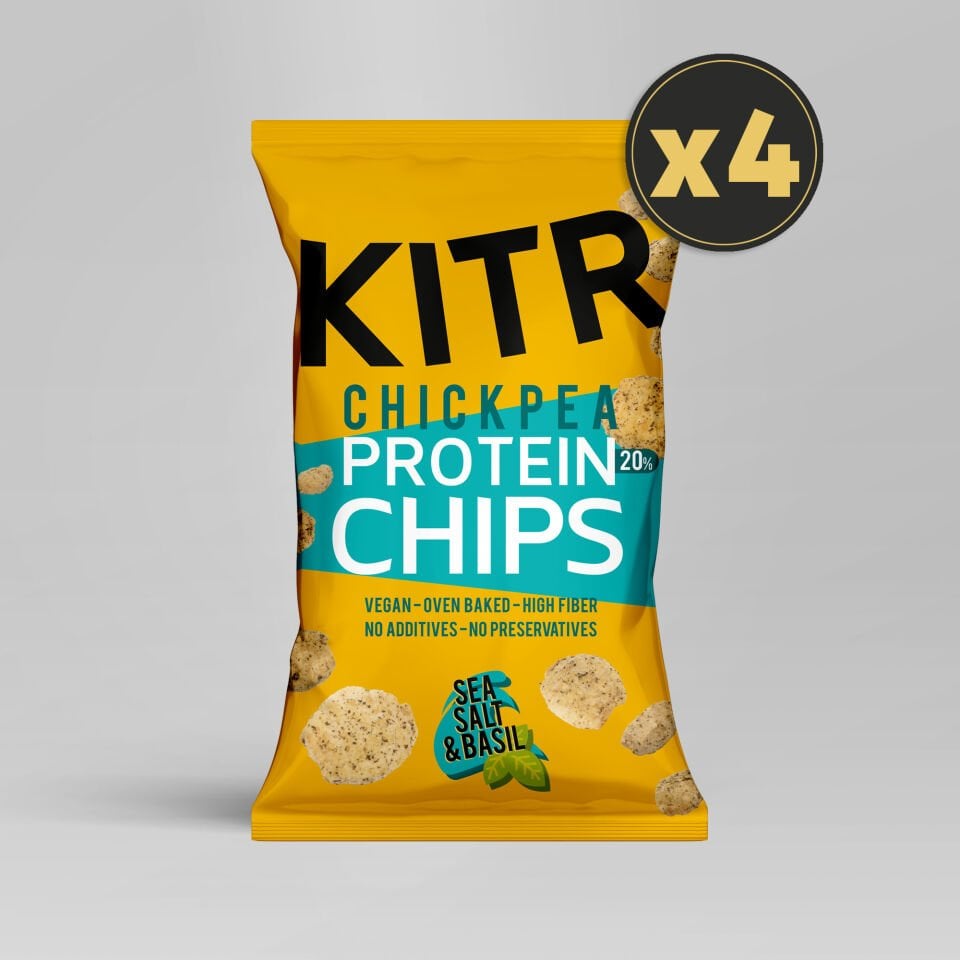 4'lü KITR Deniz Tuzlu ve Fesleğenli Yüksek Proteinli Nohut Cipsi 4x50g