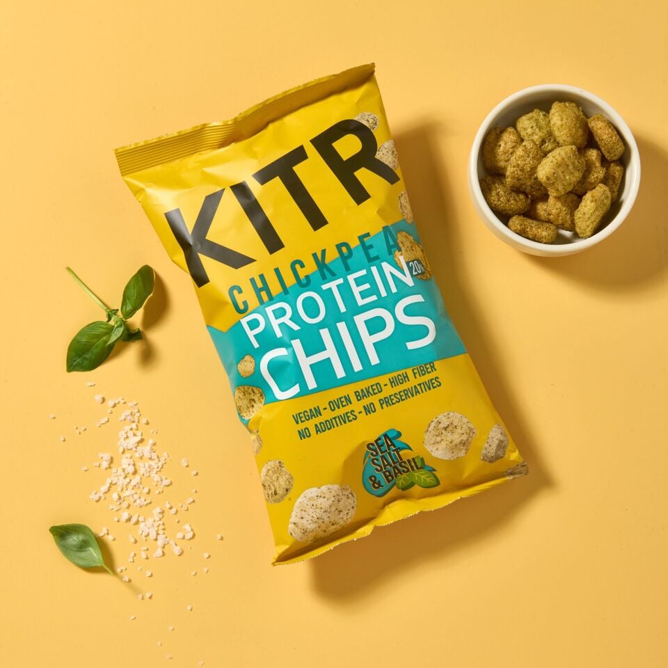 4'lü KITR Deniz Tuzlu ve Fesleğenli Yüksek Proteinli Nohut Cipsi 4x50g