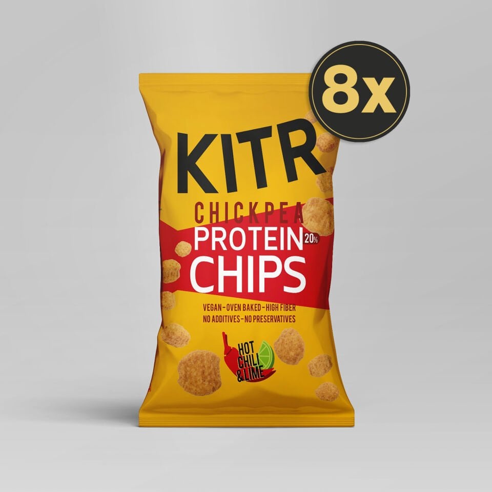 8'li KITR Acı Biberli ve Lime Çeşnili Yüksek Proteinli Nohut Cipsi 8x50g