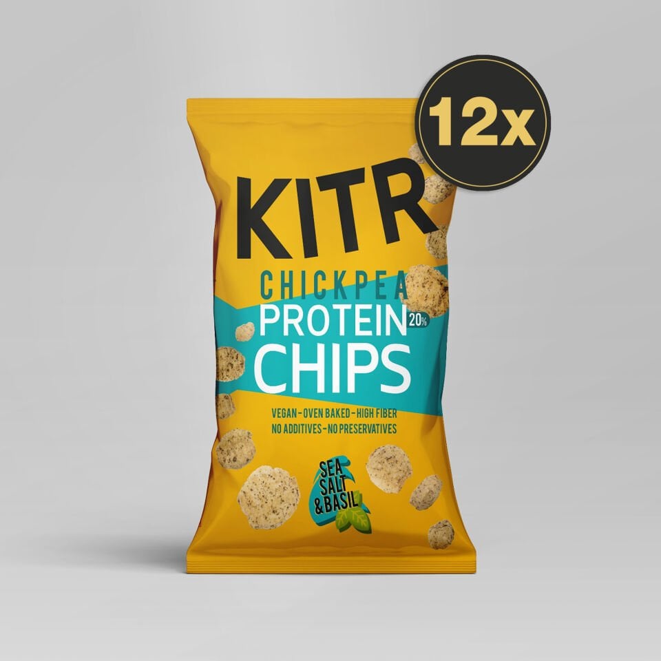 12'li KITR Deniz Tuzlu ve Fesleğenli Yüksek Proteinli Nohut Cipsi – 12x50g