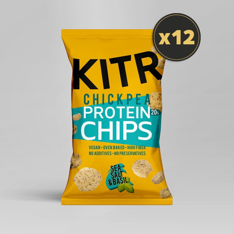 12'li KITR Deniz Tuzlu ve Fesleğenli Yüksek Proteinli Nohut Cipsi – 12x50g