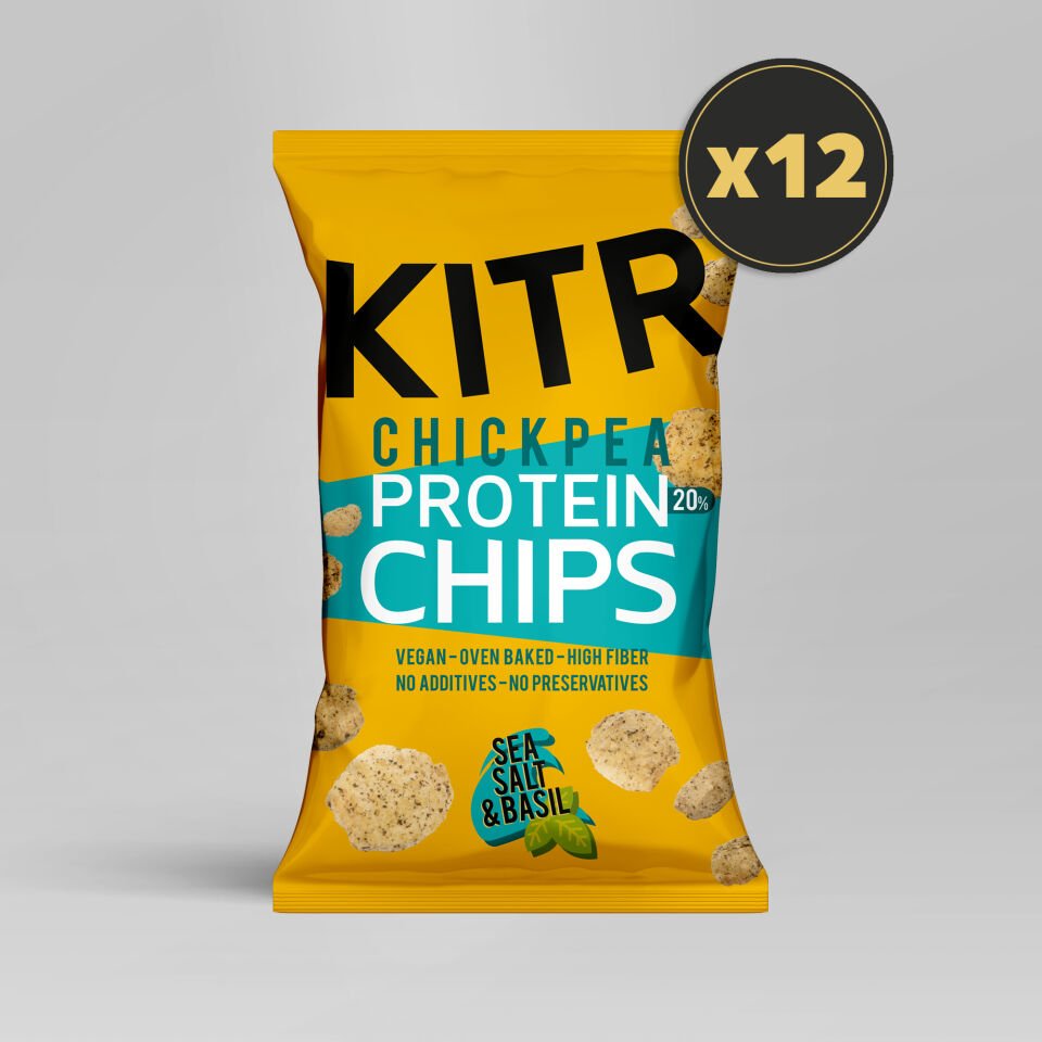 12'li KITR Deniz Tuzlu ve Fesleğenli Yüksek Proteinli Nohut Cipsi – 12x50g