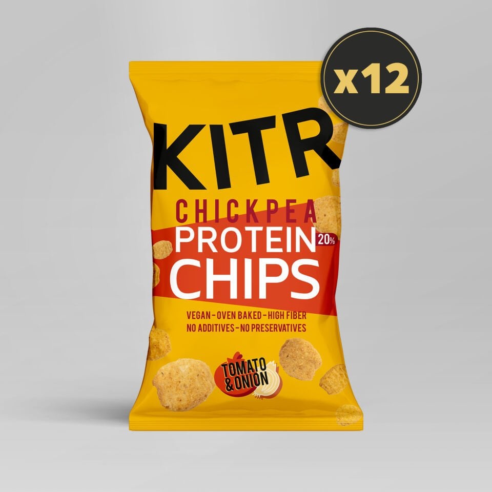 12'li Kıtr Domates ve Soğan Çeşnili  Yüksek Proteinli Nohut Cipsi 12x50g
