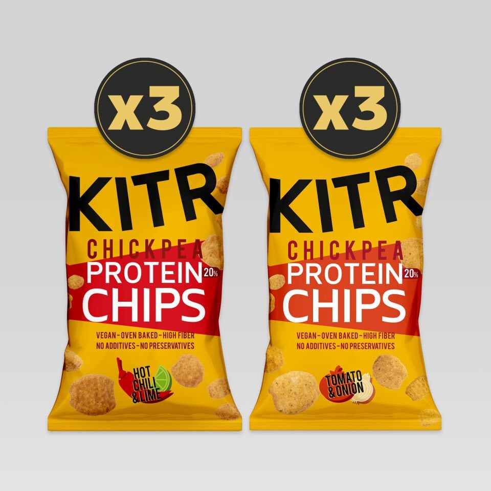 KITR 6'lı Acı Biber Ve Lime Çeşnili & Domates Ve Soğan Çeşnili Yüksek Proteinli Nohut Cipsi 6x50g