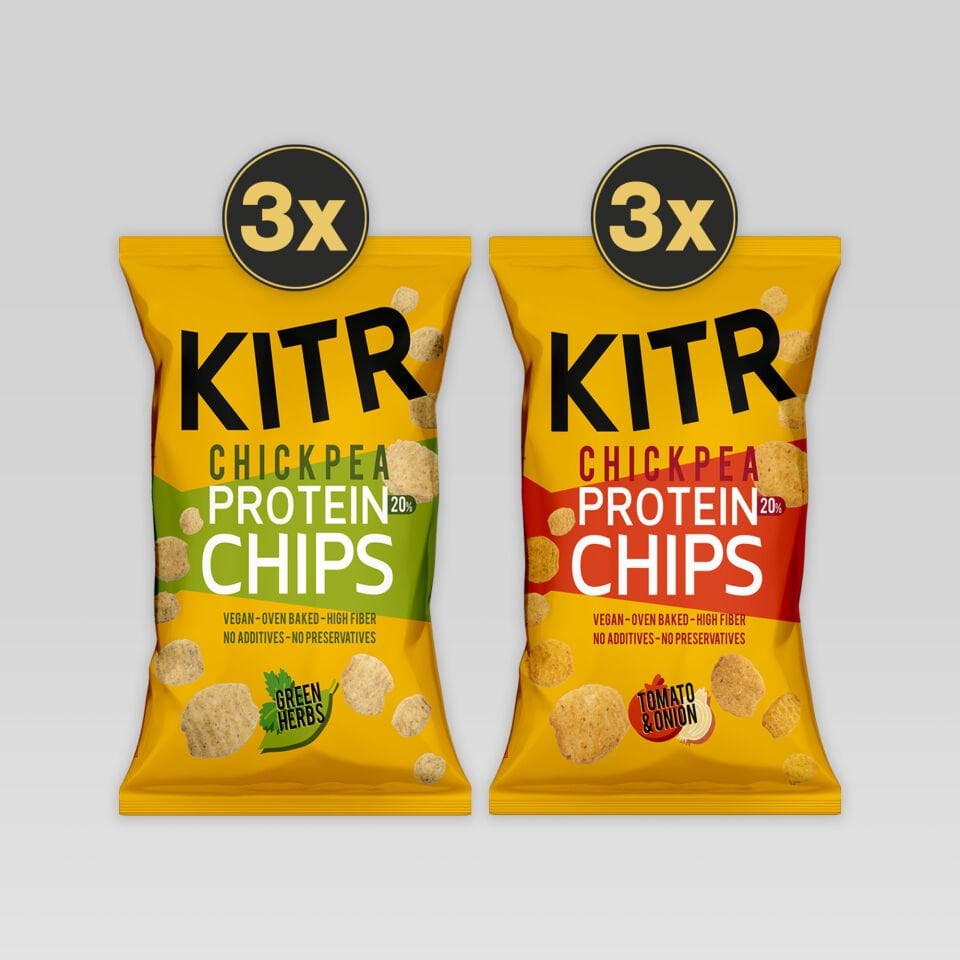 KITR 6'lı Sebze Yeşillikleri Çeşnili & Domates Ve Soğan Çeşnili Yüksek Proteinli Nohut Cipsi 6x50g