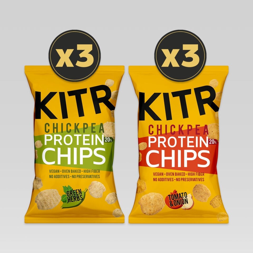 KITR 6'lı Sebze Yeşillikleri Çeşnili & Domates Ve Soğan Çeşnili Yüksek Proteinli Nohut Cipsi 6x50g