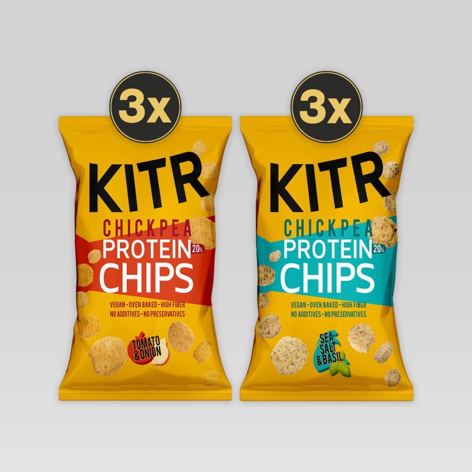 KITR 6'lı Domates Ve Soğan Çeşnili & Deniz Tuzlu Ve Fesleğenli Yüksek Proteinli Nohut Cipsi 6x50g