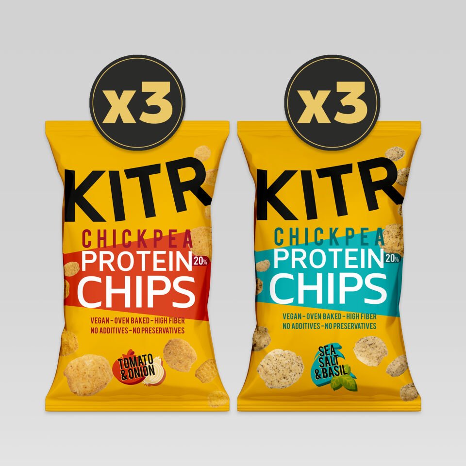 KITR 6'lı Domates Ve Soğan Çeşnili & Deniz Tuzlu Ve Fesleğenli Yüksek Proteinli Nohut Cipsi 6x50g