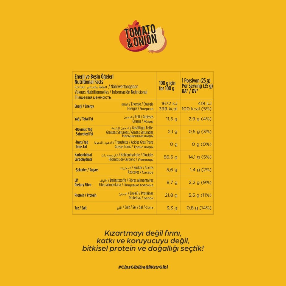 KITR 6'lı Domates Ve Soğan Çeşnili & Deniz Tuzlu Ve Fesleğenli Yüksek Proteinli Nohut Cipsi 6x50g
