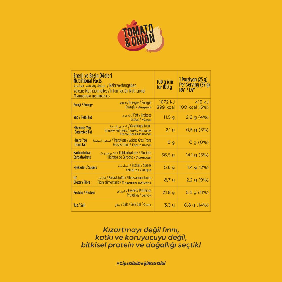 KITR 6'lı Domates Ve Soğan Çeşnili & Deniz Tuzlu Ve Fesleğenli Yüksek Proteinli Nohut Cipsi 6x50g
