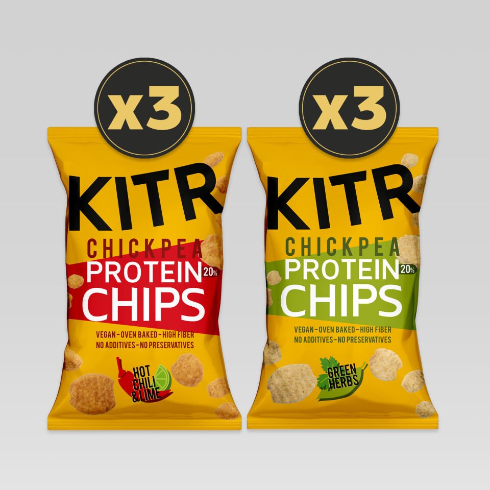 KITR 6'lı Acı Biber Ve Lime Çeşnili & Sebze Yeşillikleri Çeşnili Yüksek Proteinli Nohut Cipsi 6x50g