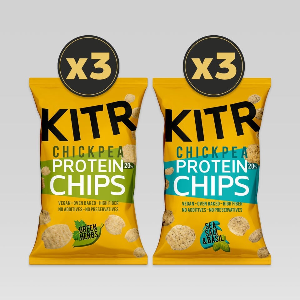 KITR 6'lı Sebze Yeşillikleri Çeşnili & Deniz Tuzlu Ve Fesleğenli Yüksek Proteinli Nohut Cipsi 6x50g